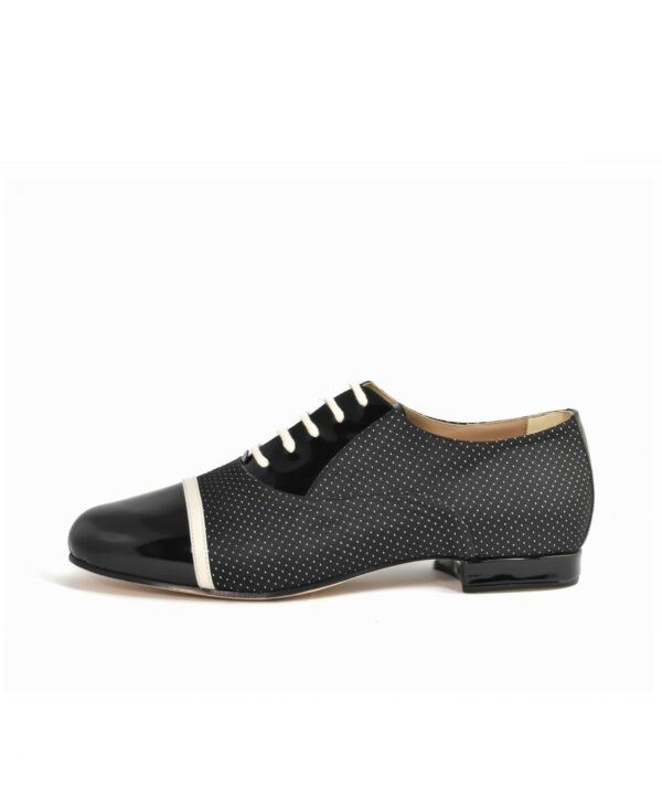 Monsieur Pivot GATSBY Black Polka Dot Fabric And Patent - obrazek 5