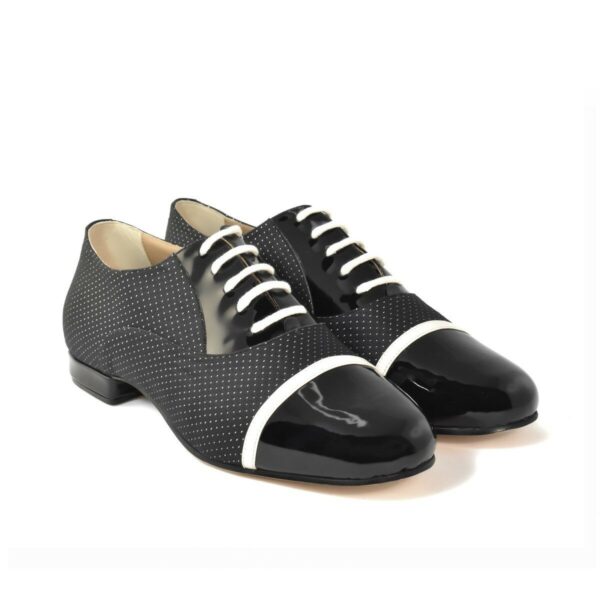 Monsieur Pivot GATSBY Black Polka Dot Fabric And Patent