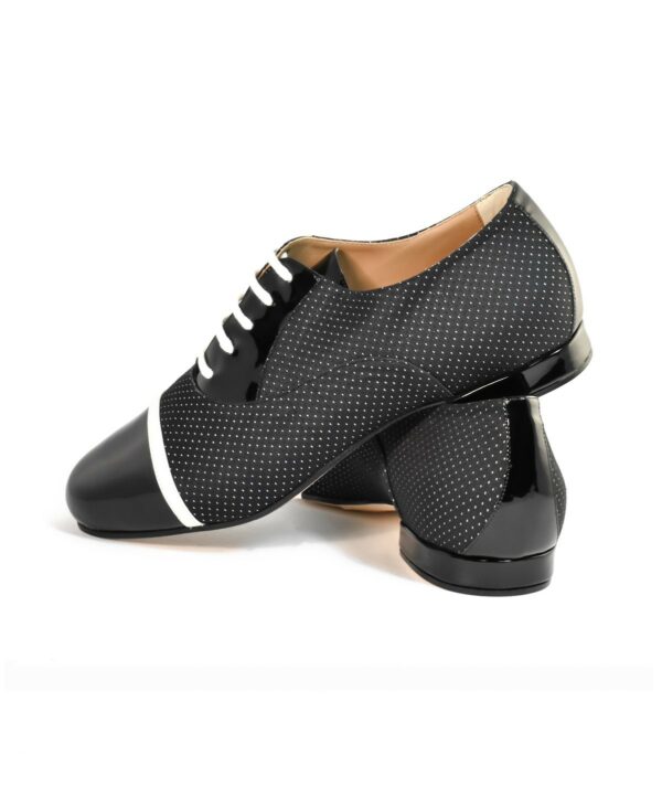 Monsieur Pivot GATSBY Black Polka Dot Fabric And Patent - obrazek 2