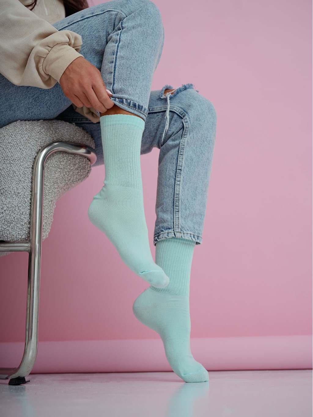 Skarpetki bawełniane w prążki kolory - obrazek 4