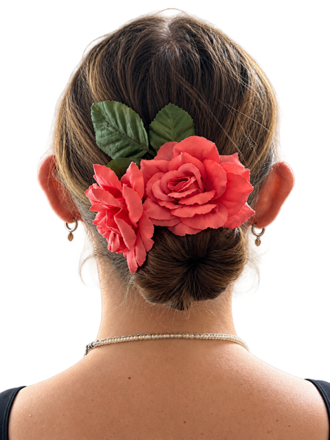 Kwiaty do włosów flamenco podwójna róża Isabel - obrazek 3