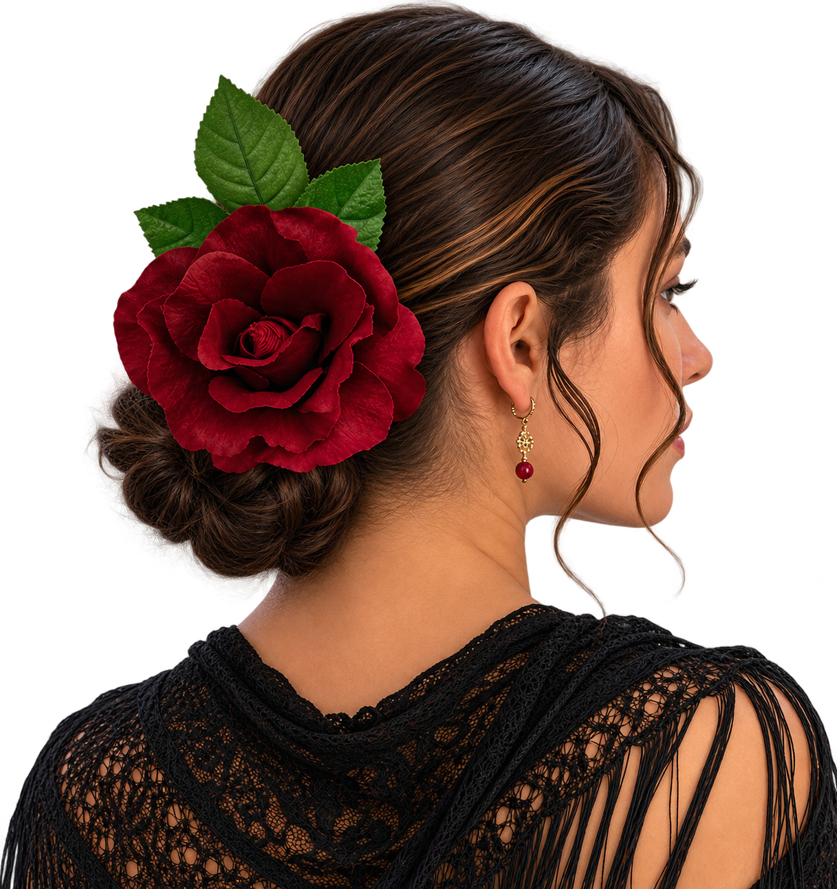 Kwiaty do włosów flamenco pojedyncza róża Valeria