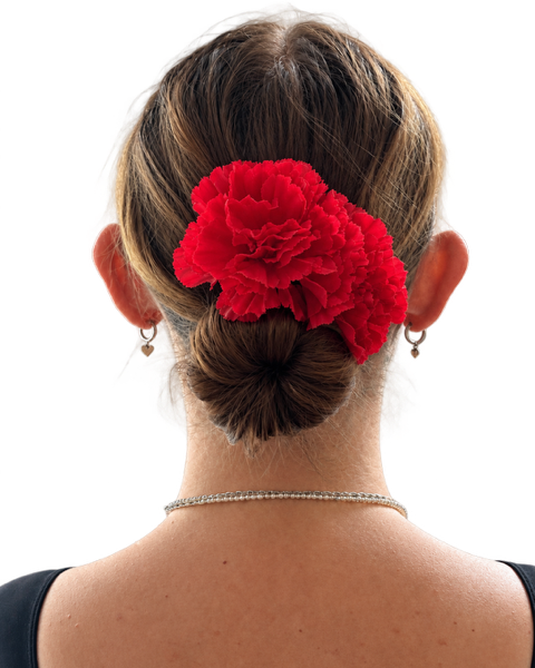 Kwiaty do włosów flamenco podwójny goździk